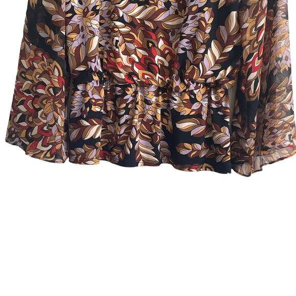 Coco Bianco Top Women Multicolor V-Neck Long Flare Sheer Sleeve Lined‎ Pullover - Picture 8 of 12